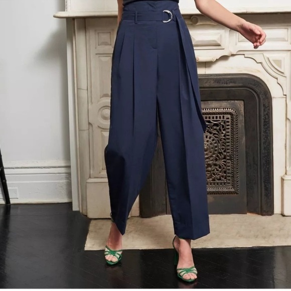 La Ligne‎ Cocktail Wool Blend Navy/Black Stripe Pant Size 2 Women - Picture 2 of 16